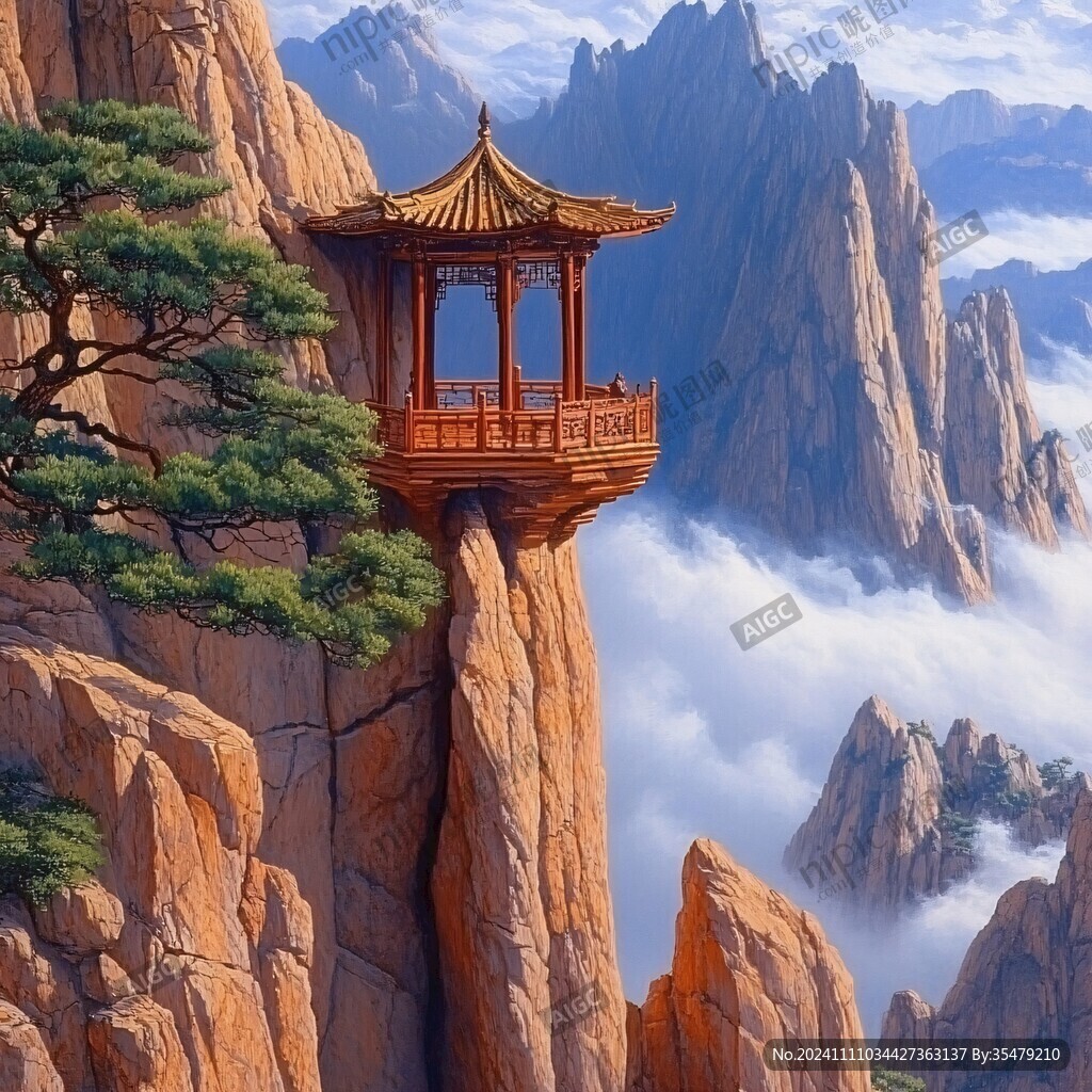 天界曉鐘風景插畫