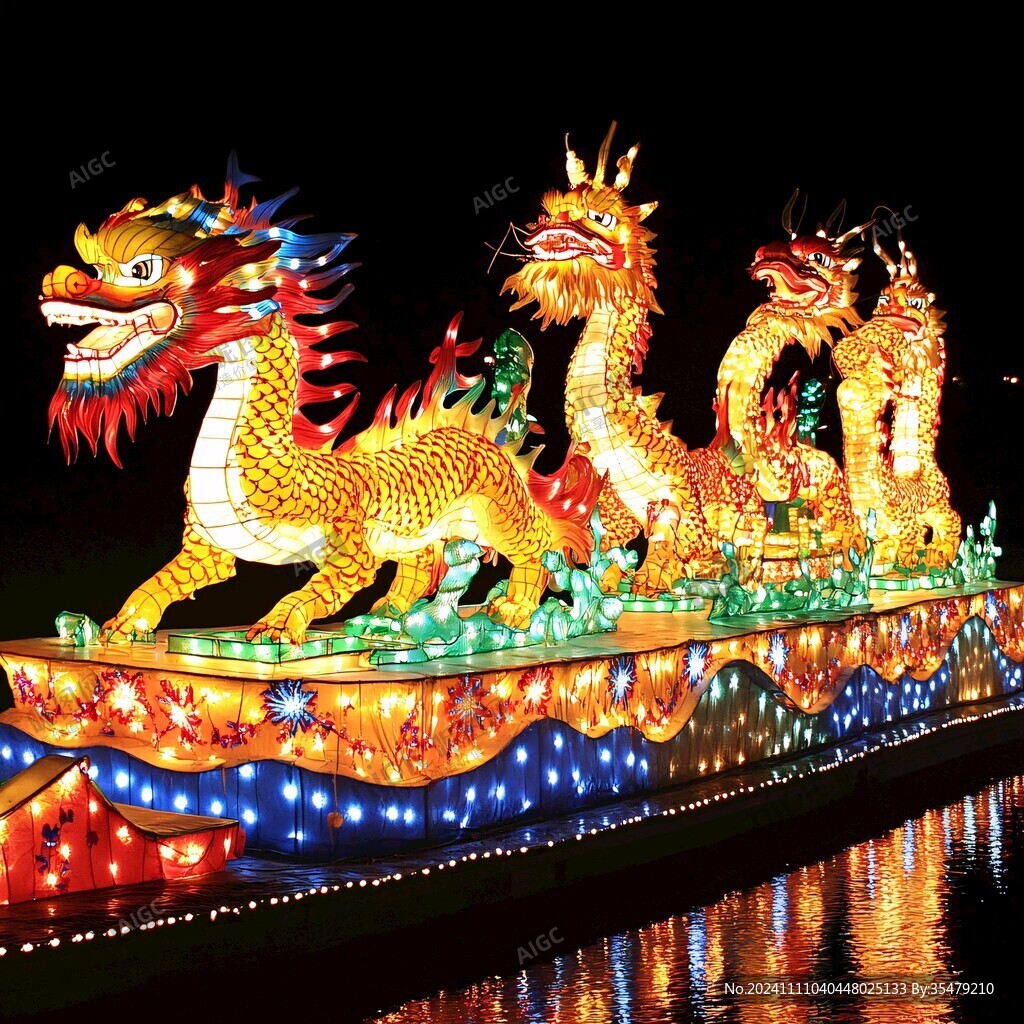 龍造型花燈船