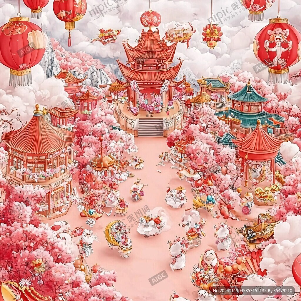 喜慶風插畫