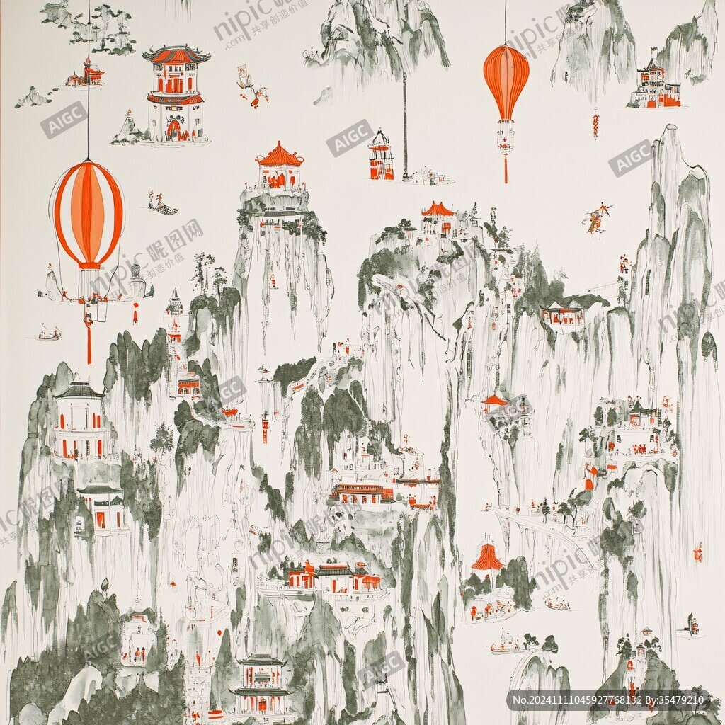 巨幅新中式山