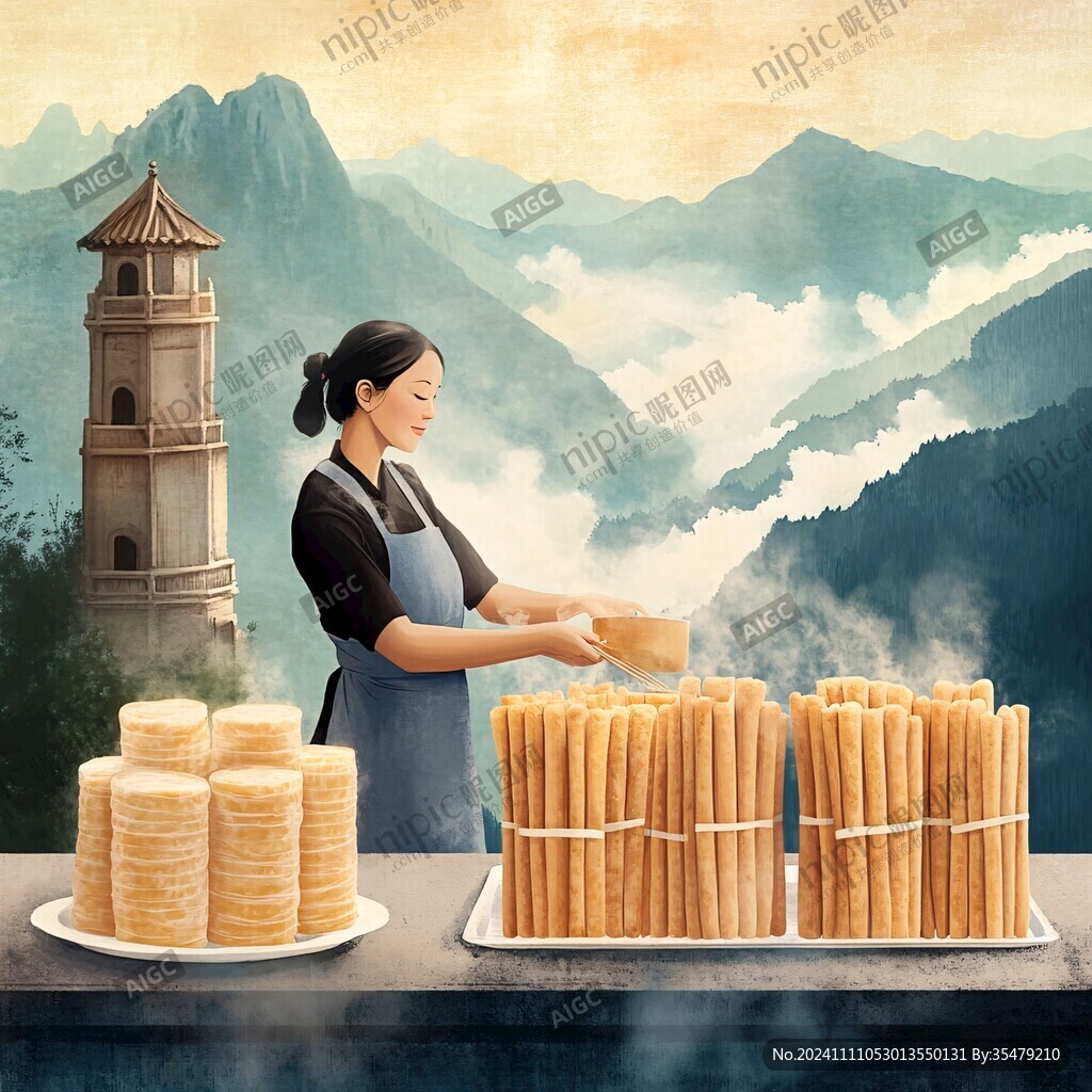 賣云片糕插畫
