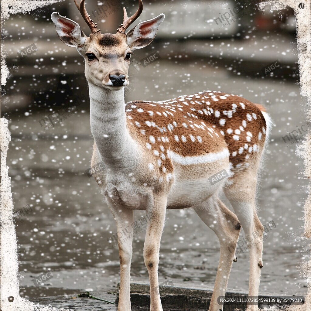 雪地梅花鹿