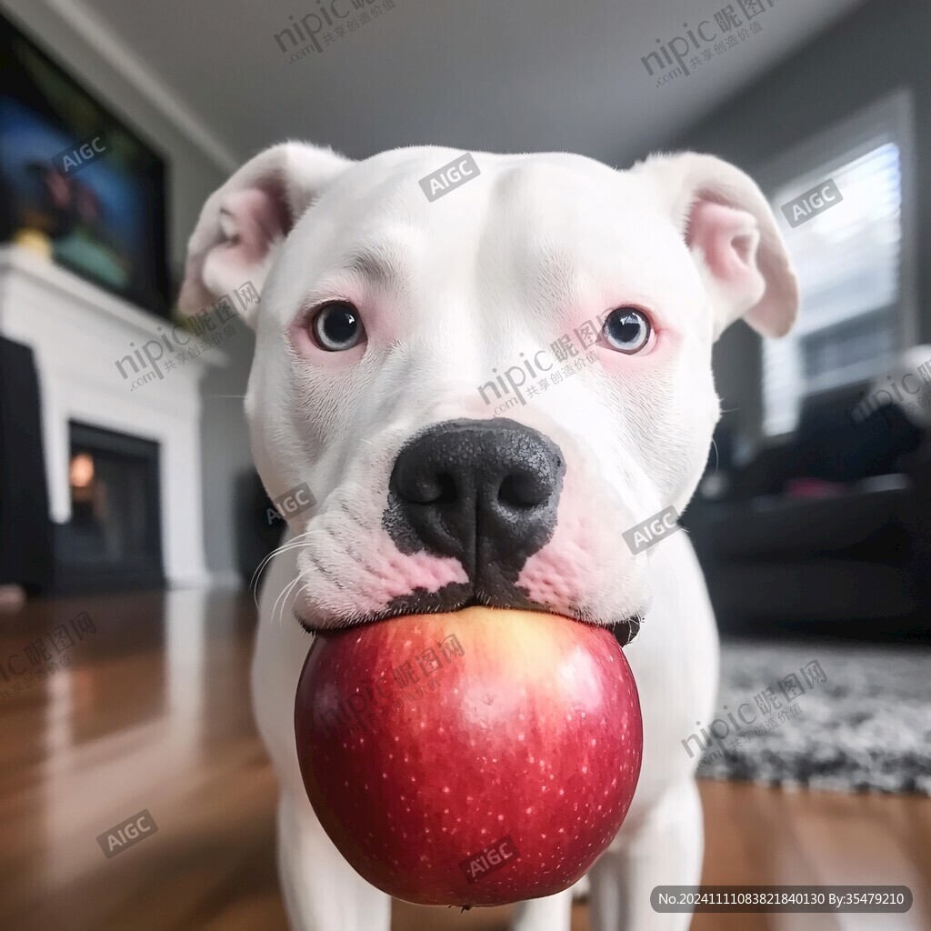 狗狗吃桃子