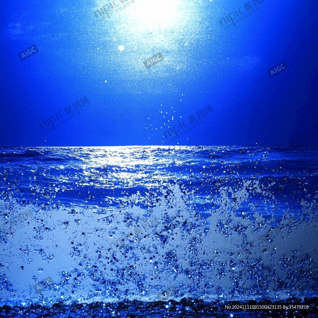 波光粼粼海水深藍(lán)