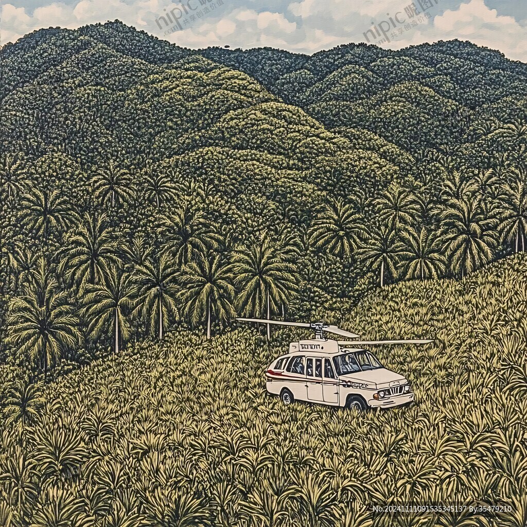 甘蔗林插畫
