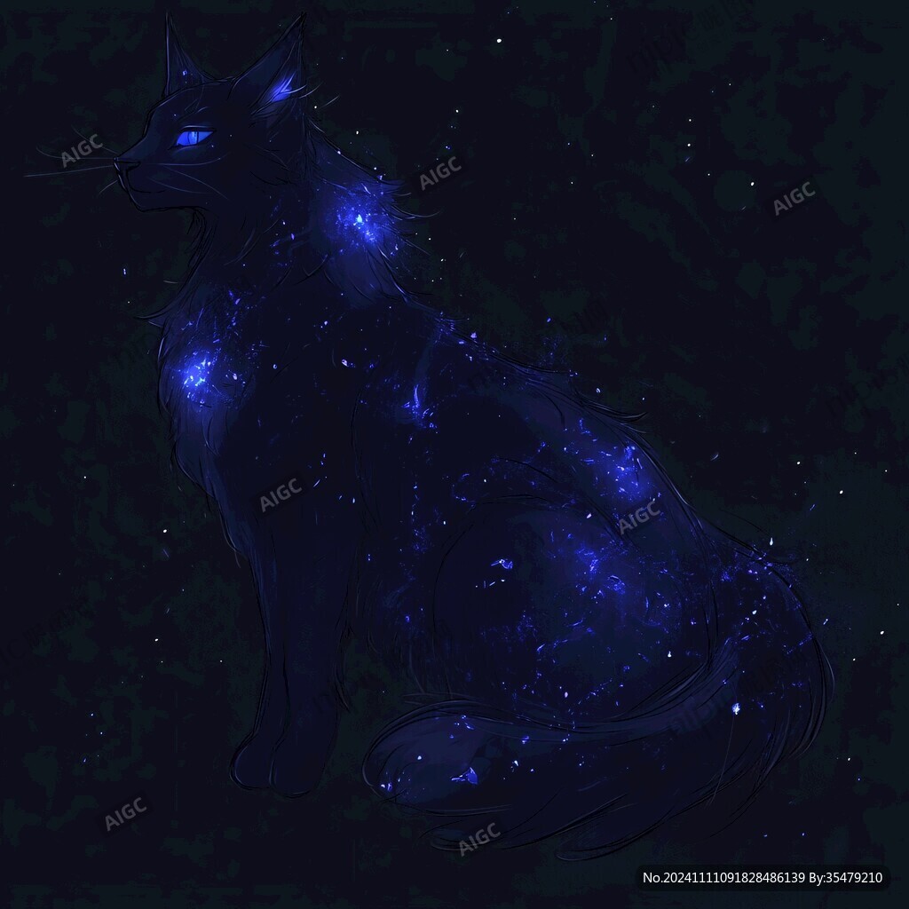 黑色貓貓星星海洋