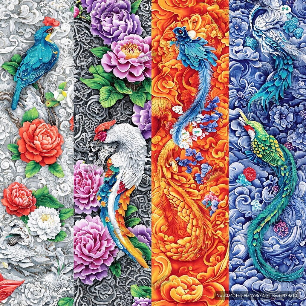百鳥朝鳳插畫