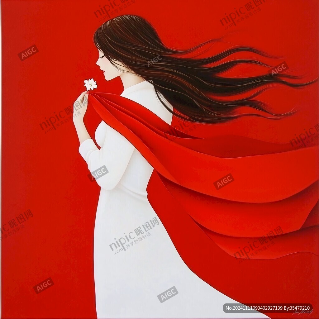 紅衣美人插畫