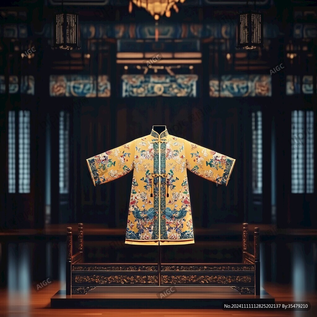 黃錦繡花夾袍