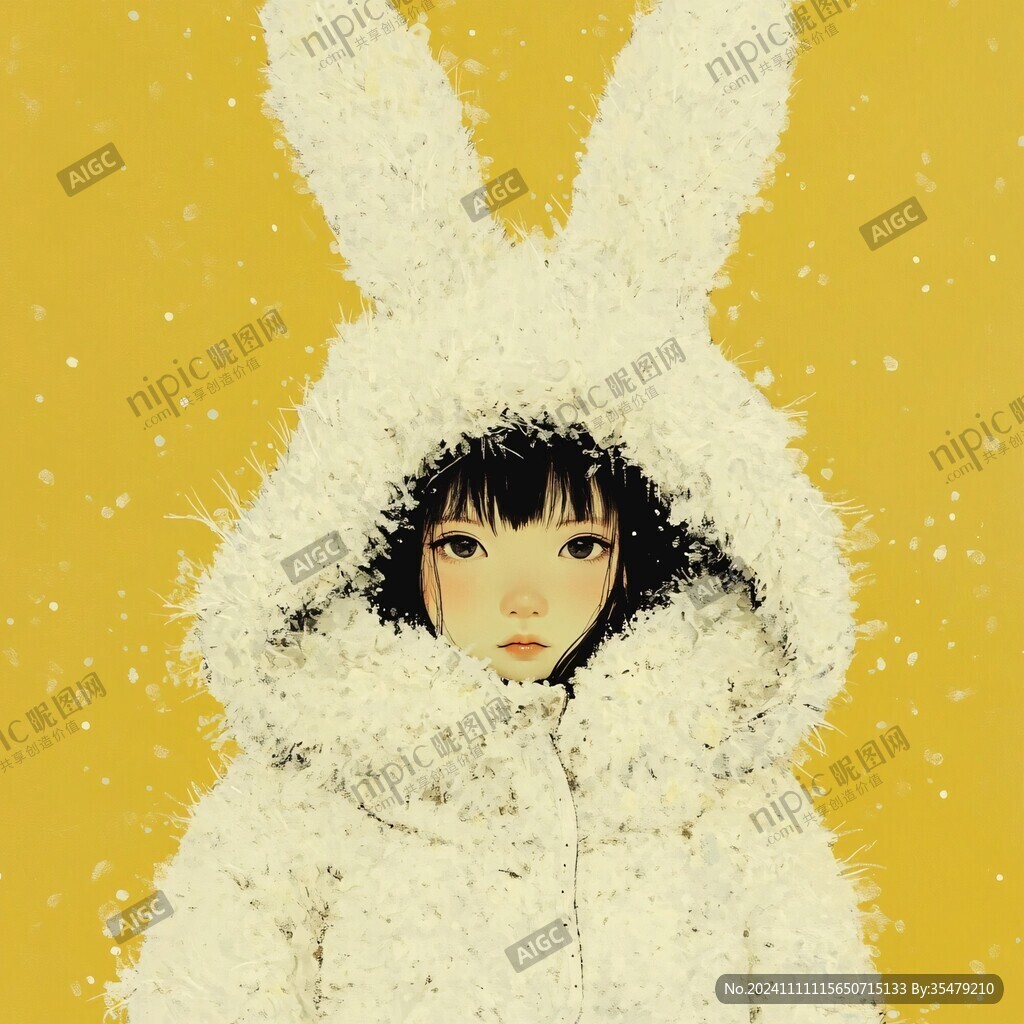 女孩兔子插畫