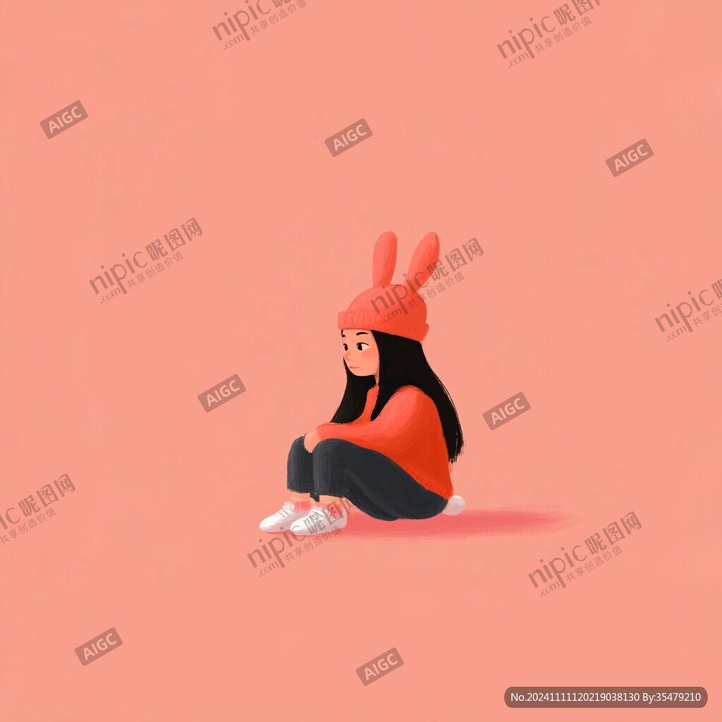 孤單的小女孩插畫