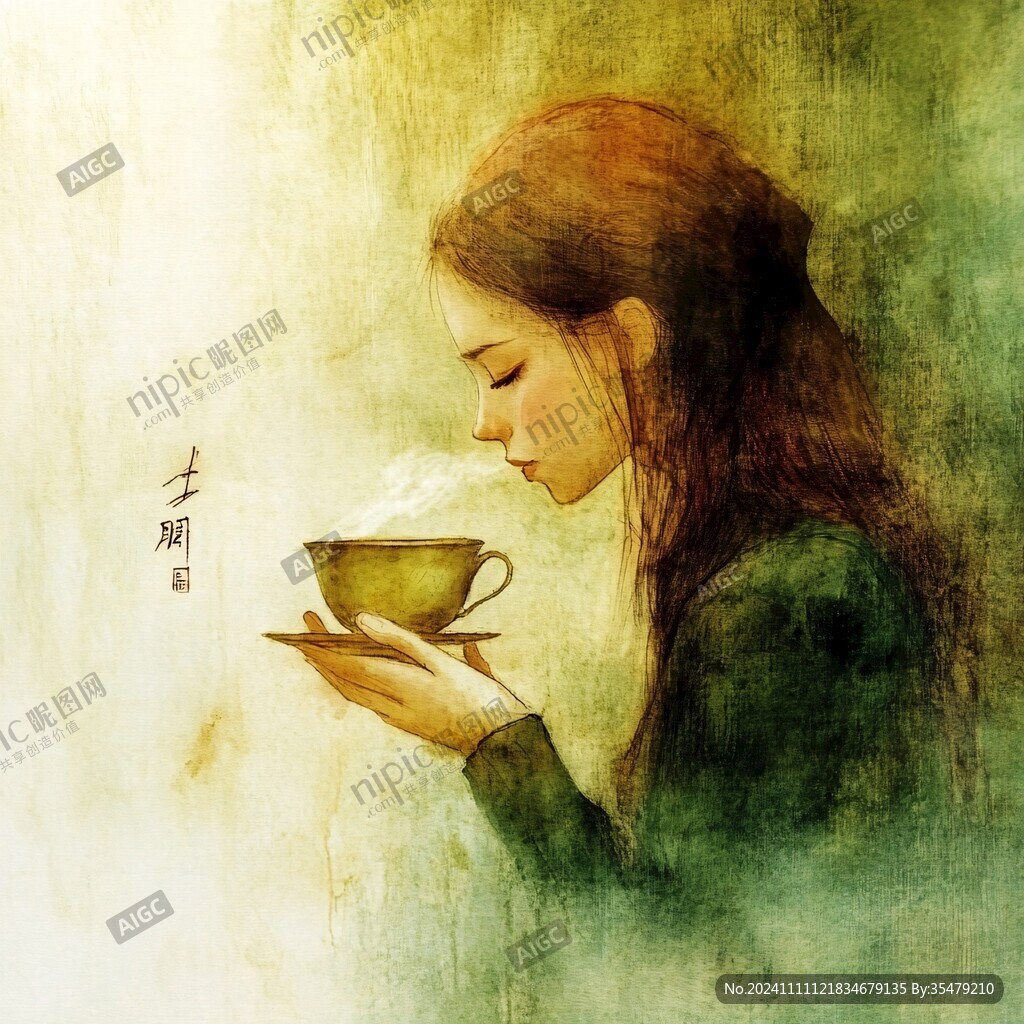 茶葉女孩插畫