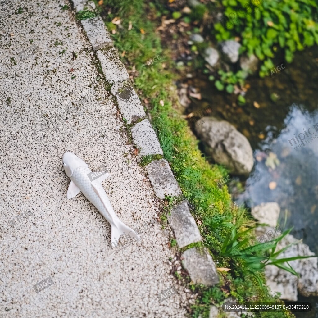 白色魚雕塑