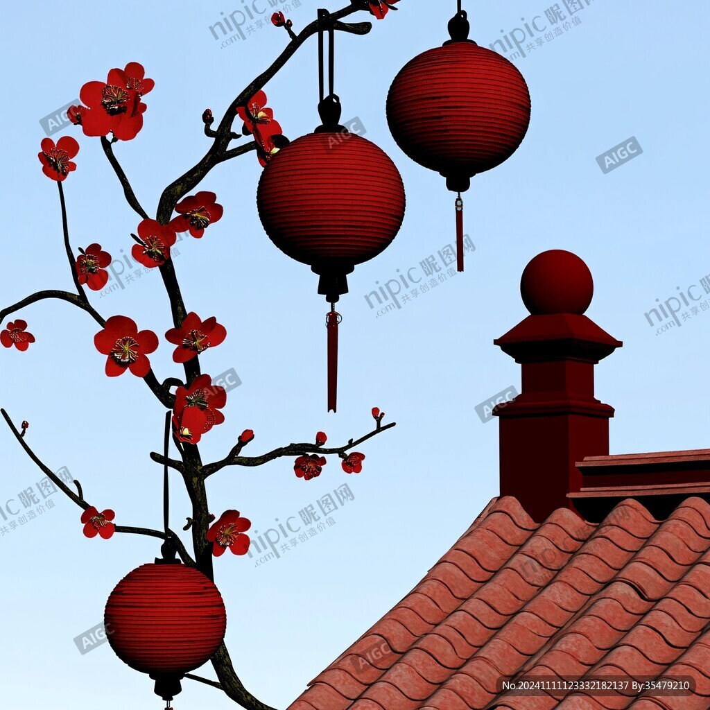 梅花與燈籠