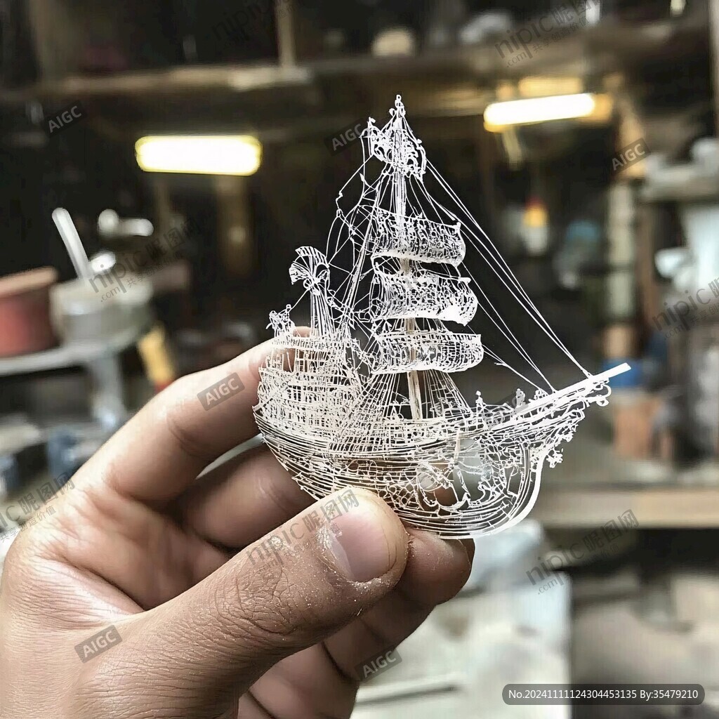 水晶雕船