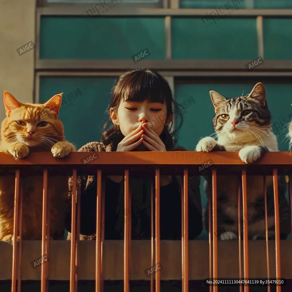 擼貓的女孩