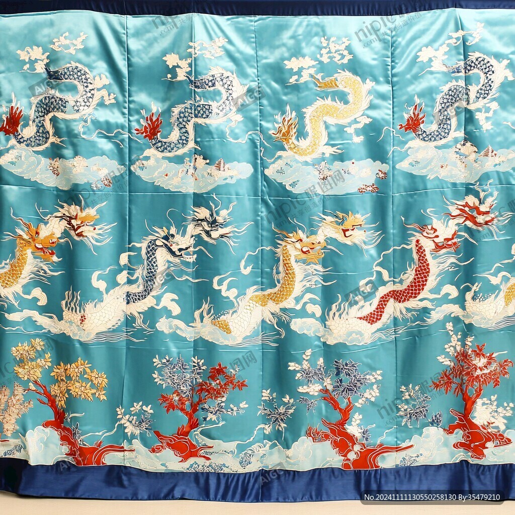 海水江崖紋綢緞行龍
