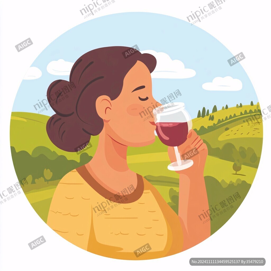 紅酒女人插畫