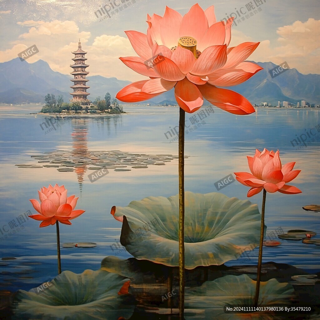 大型蓮花壁畫