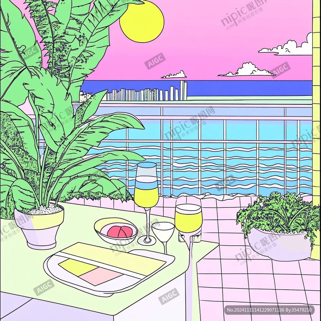 粉色露臺