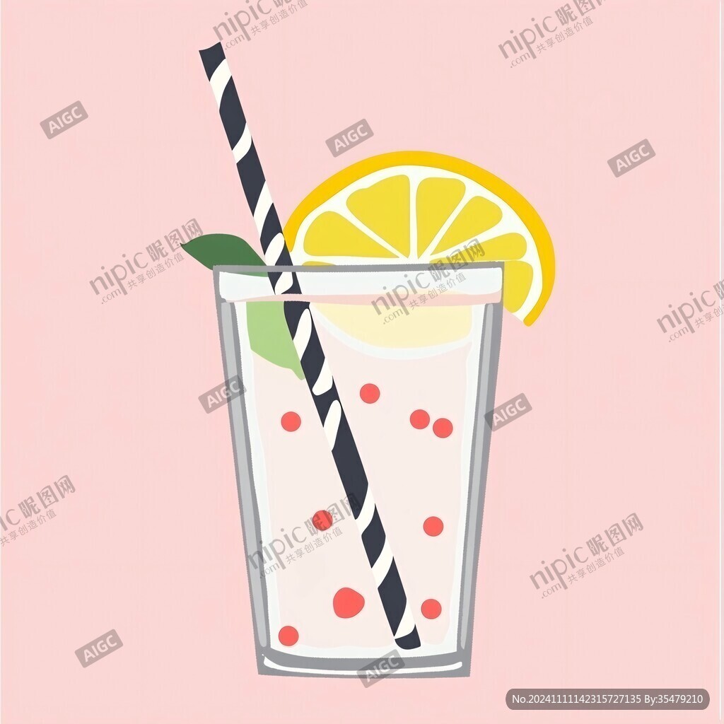 暑期飲品水果插畫