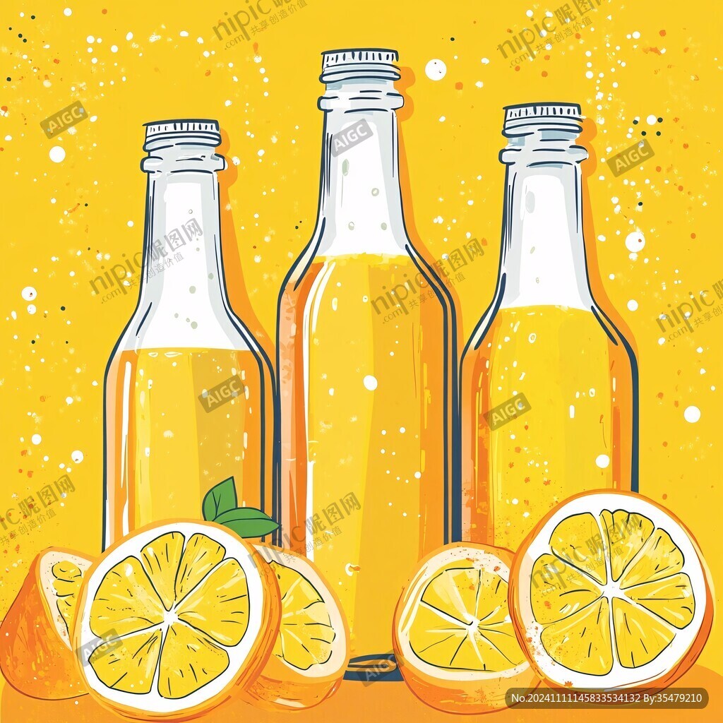 汽水果汁插畫