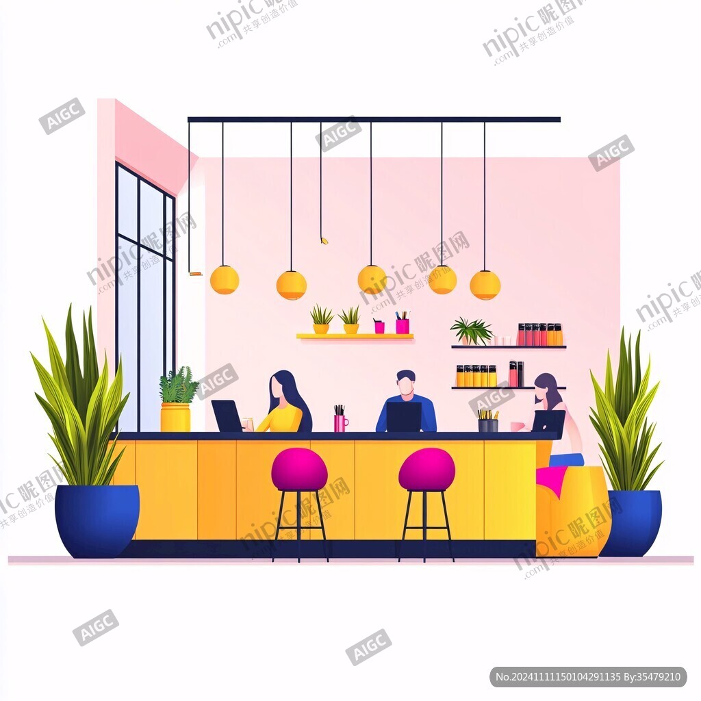 奶茶店背景插畫
