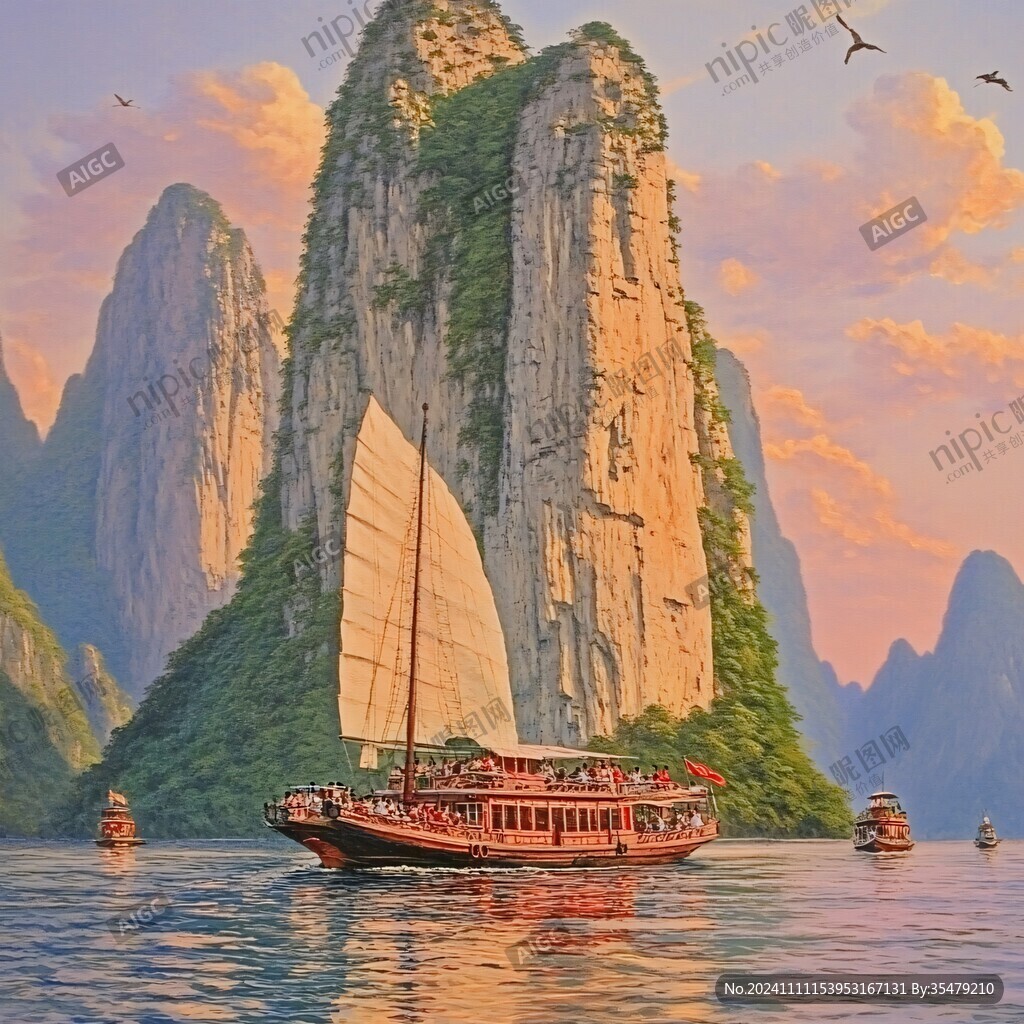 一帆風順風景畫