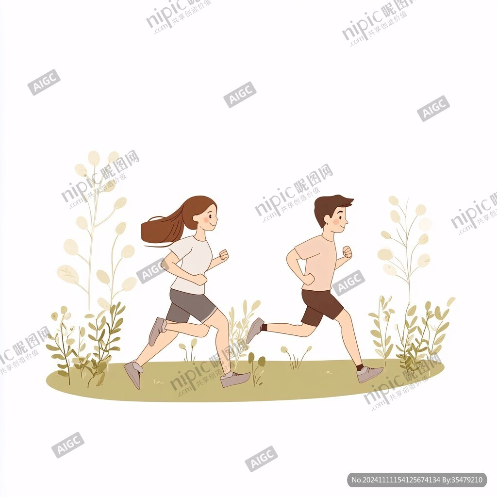 健身晨跑人物插畫(huà)