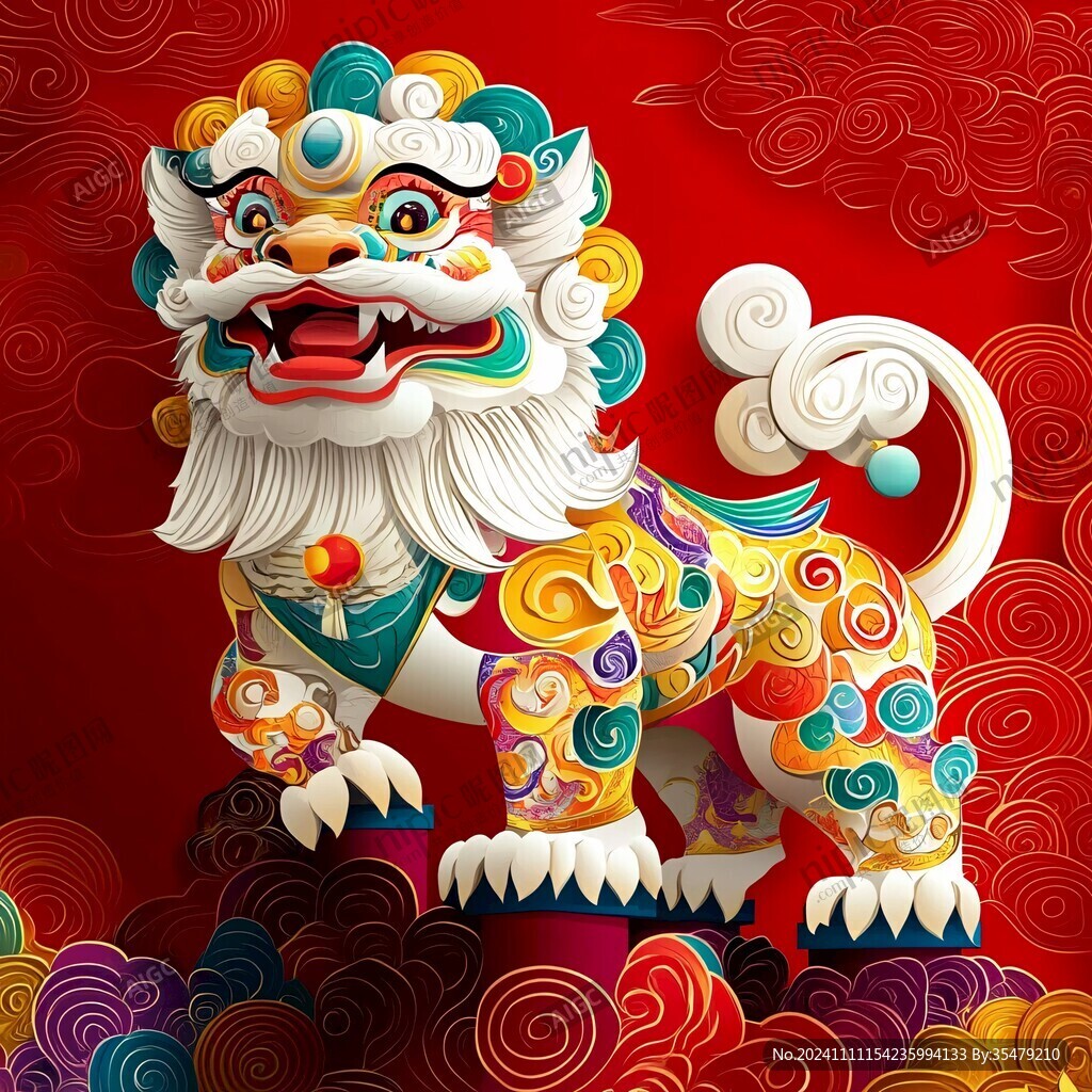 舞獅貔貅插畫