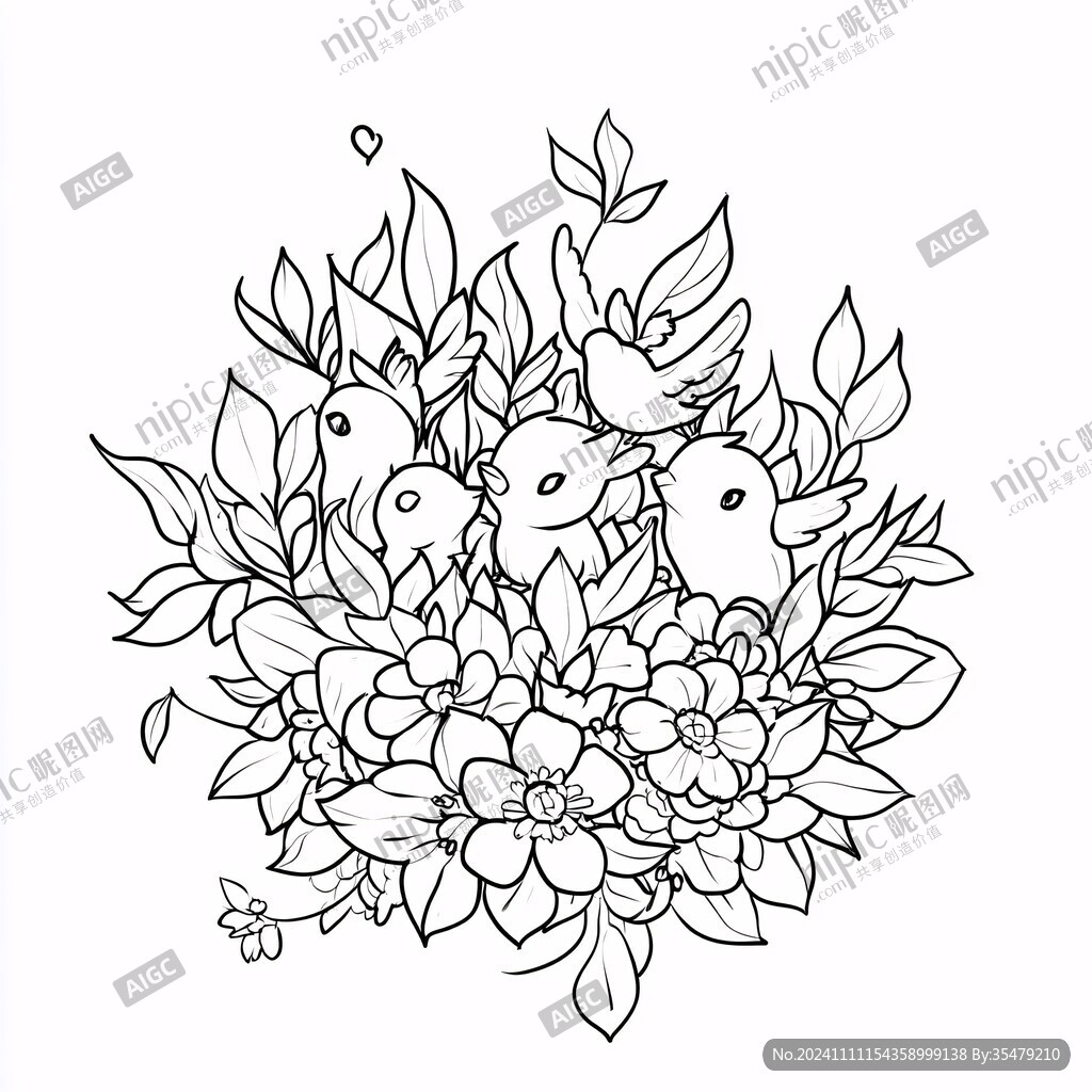 小雞線稿
