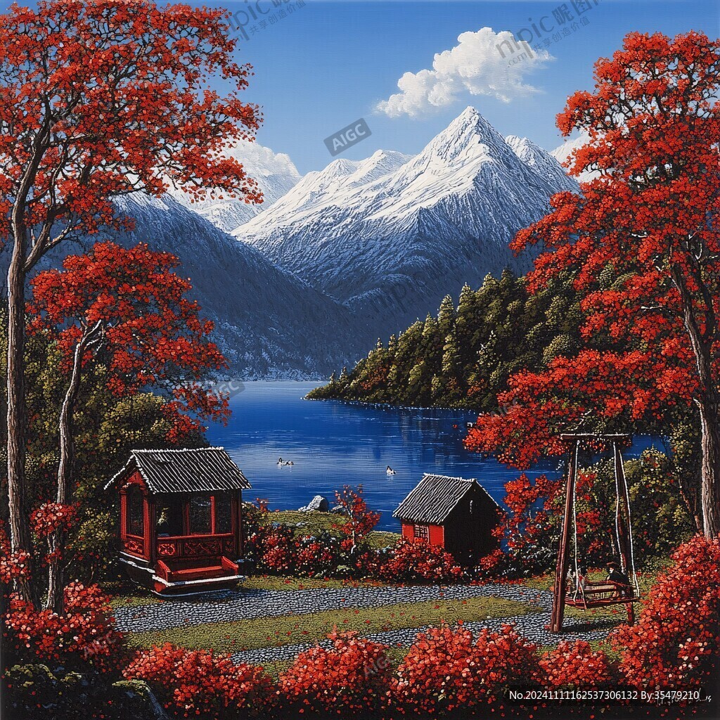 美麗山水風(fēng)景繪畫風(fēng)景