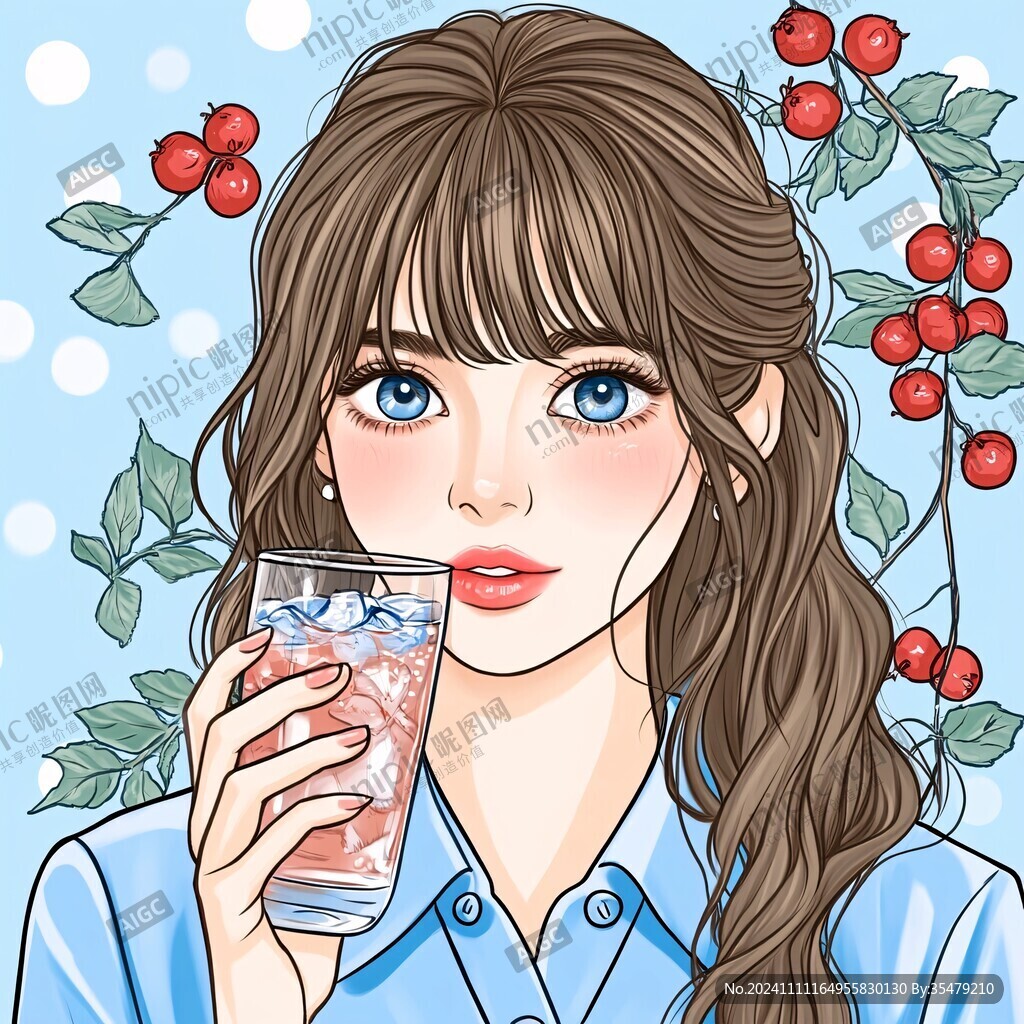 藍(lán)莓插畫美女