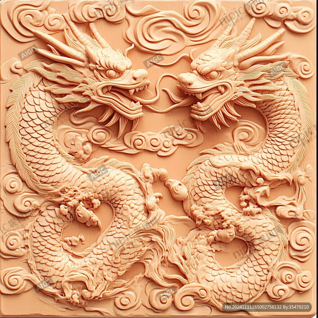 雙龍浮雕圖