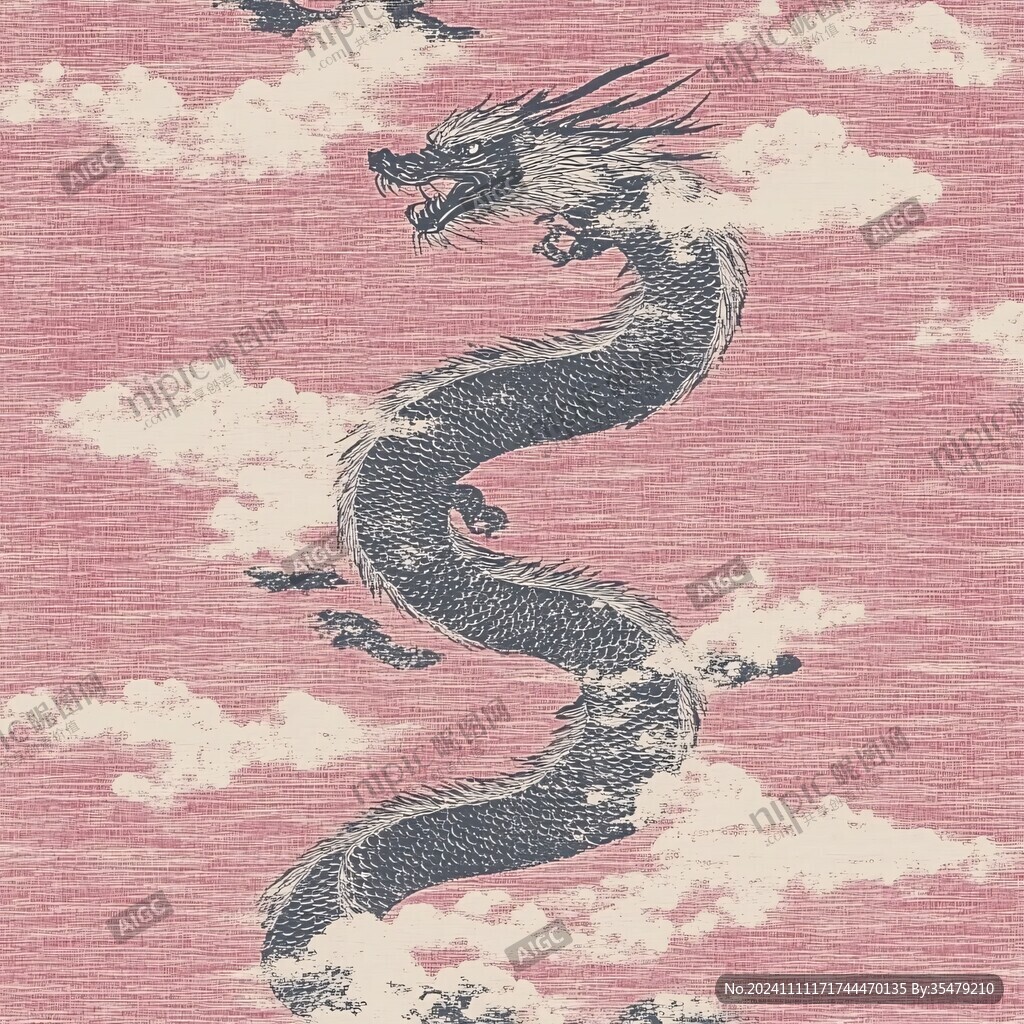 海水江崖紋綢緞行龍