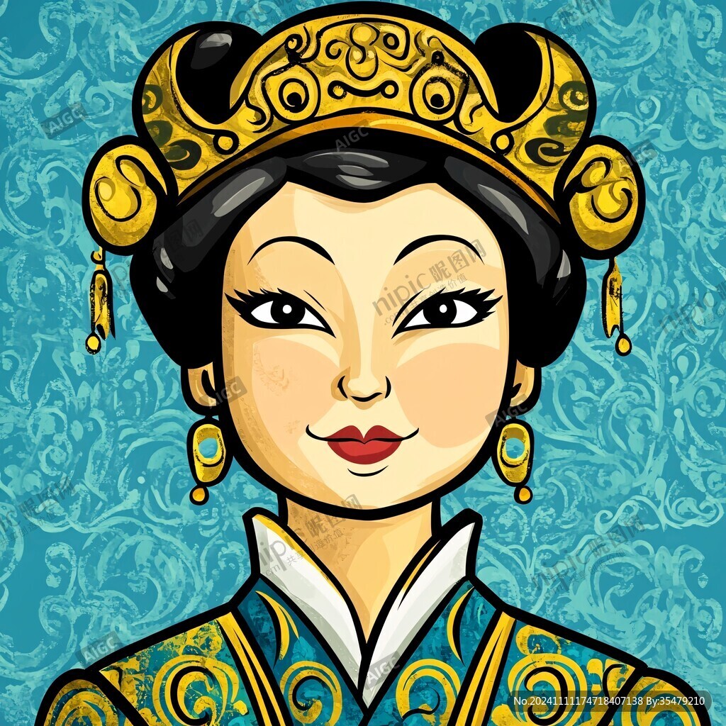 蒙古族美女插畫