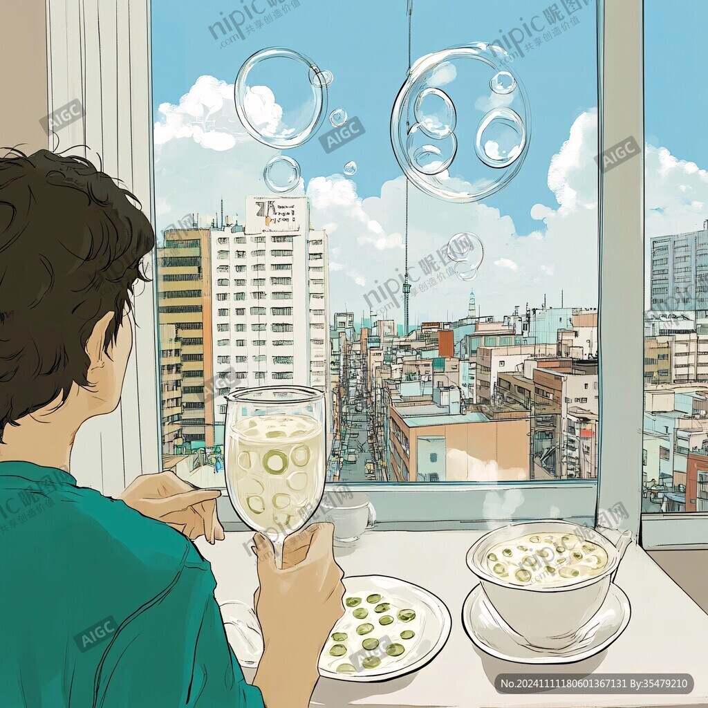 吹泡泡插畫