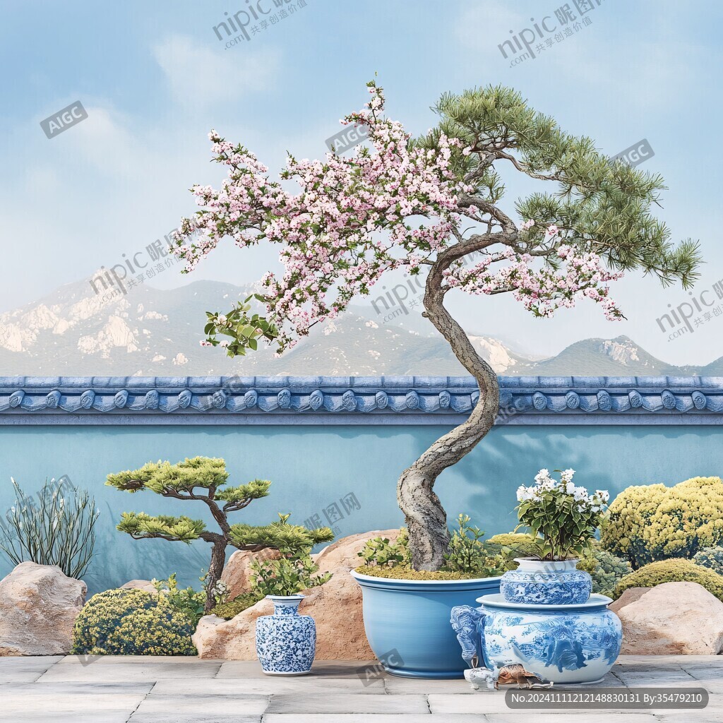 盆景桃樹擺件
