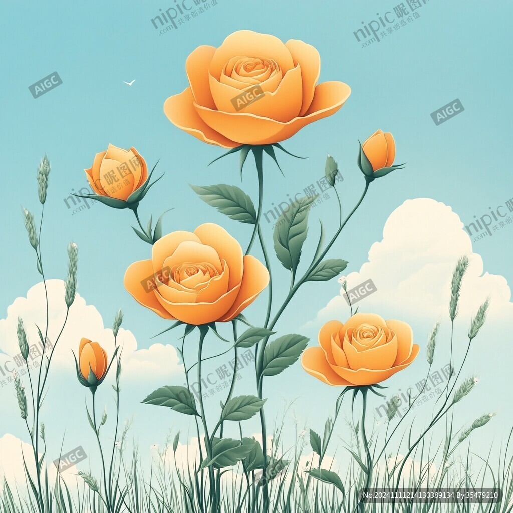 國潮玫瑰國潮花卉