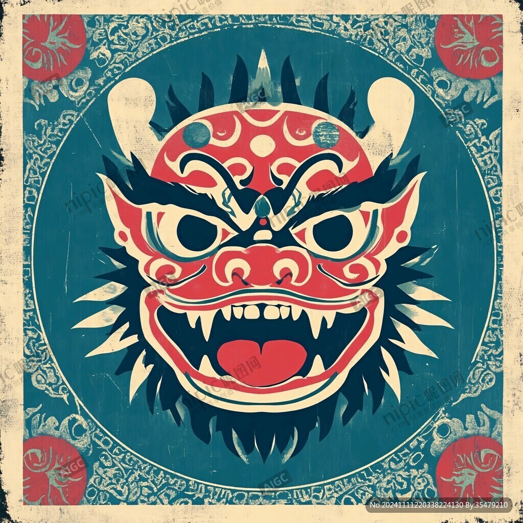 獅頭國潮窗花
