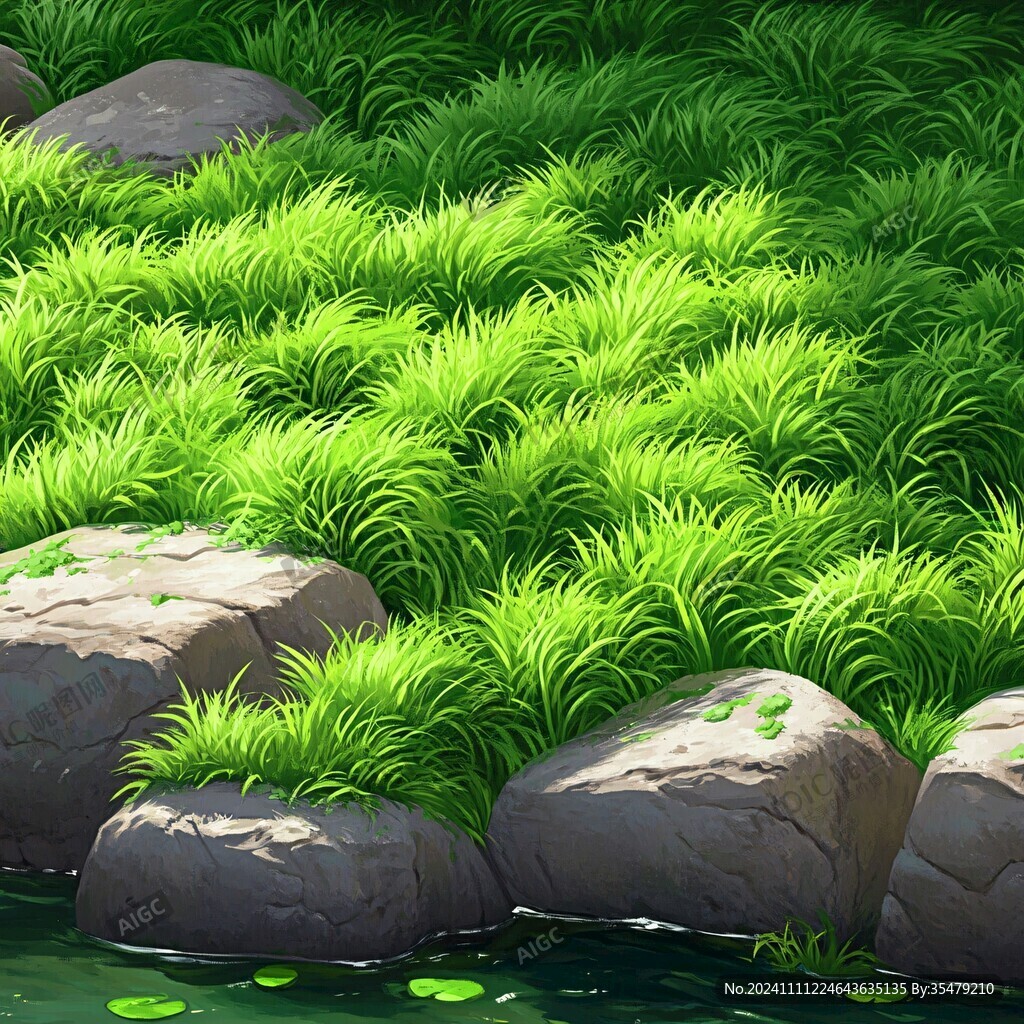 青草與石頭叢