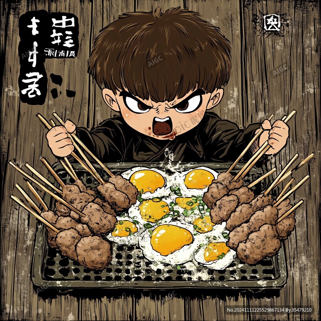 烤面筋插畫