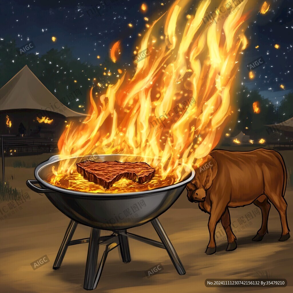烈火牛肉插畫