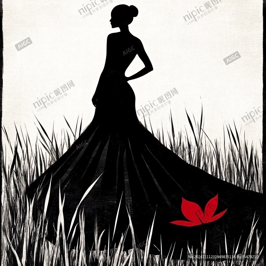 花叢女人背影