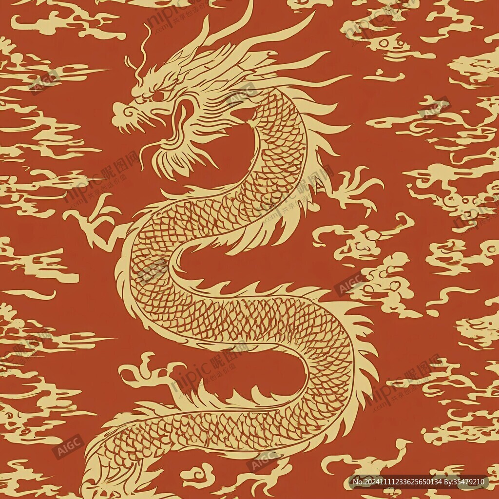 紅色中國風(fēng)龍手繪
