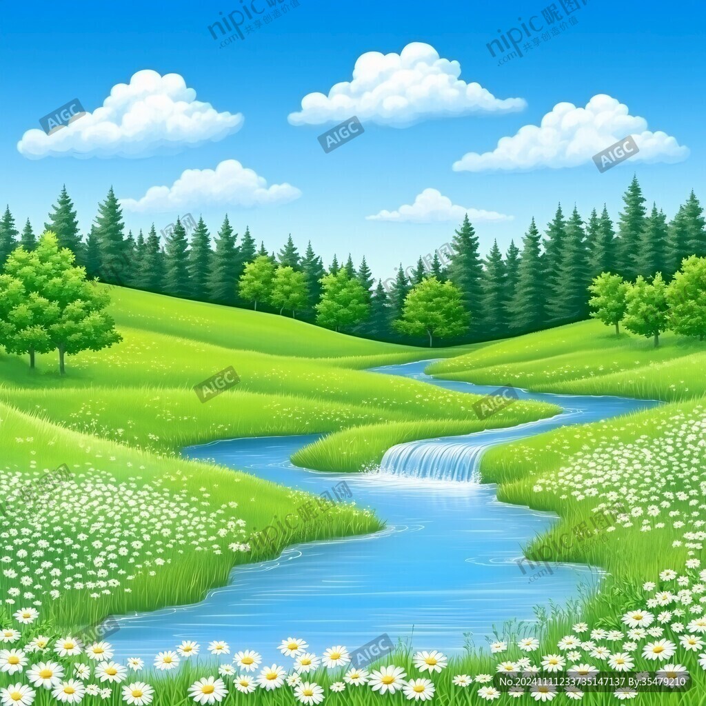 河流溪流草地