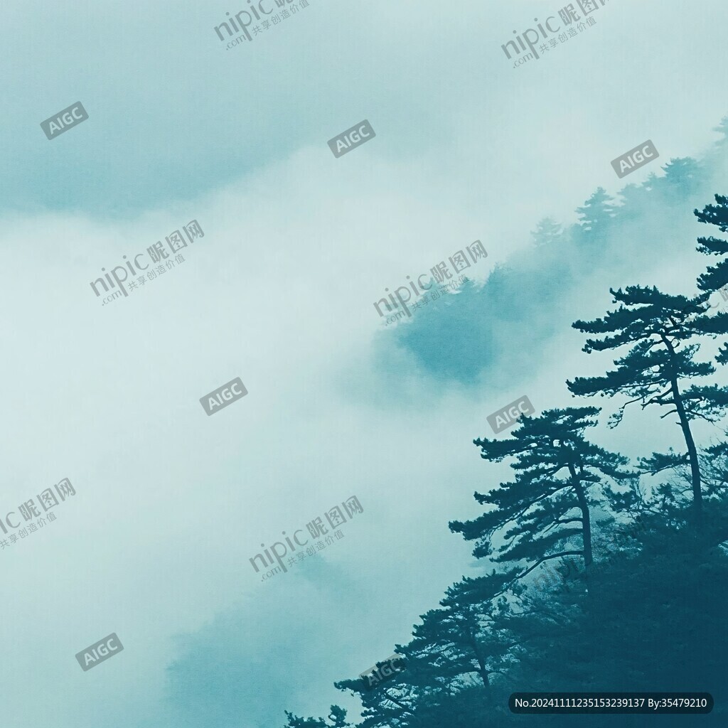 山林松柏云霧仙氣