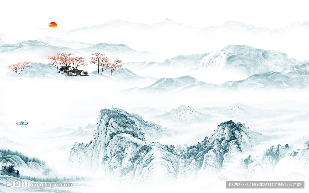 意境 中式高檔山水 TIF分層
