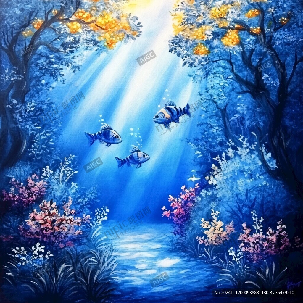 紋理海底世界夢(mèng)幻藍(lán)色