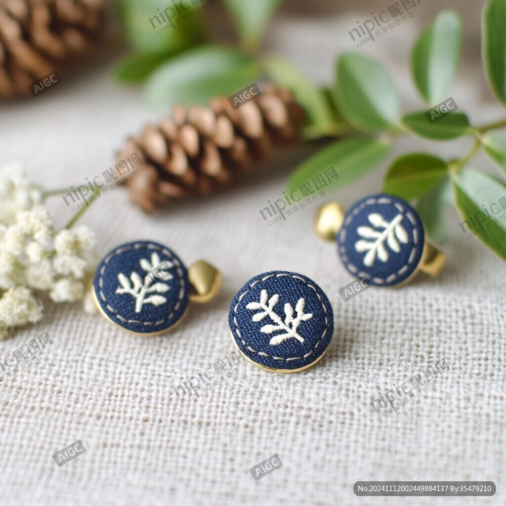 刺繡花紐扣